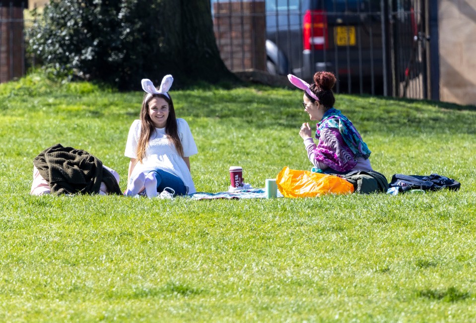 Two women with rabbit ears in Windsor