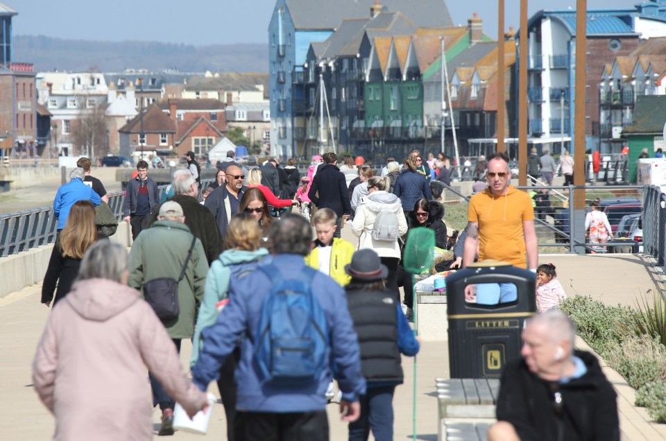 Crowds on the seafront at Littlehampton