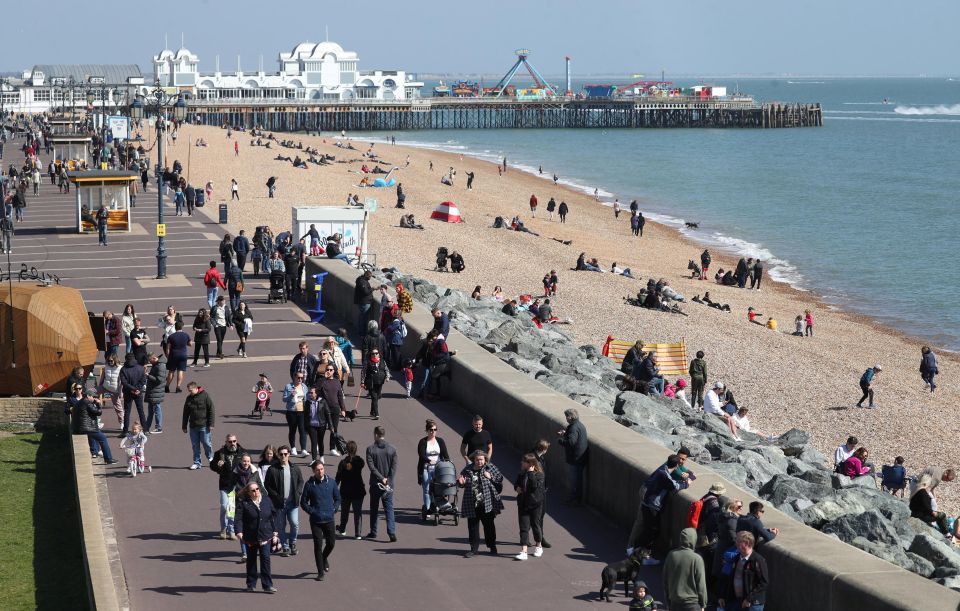 Southsea beach in Hampshire saw Easter Sunday crowds out in the sun