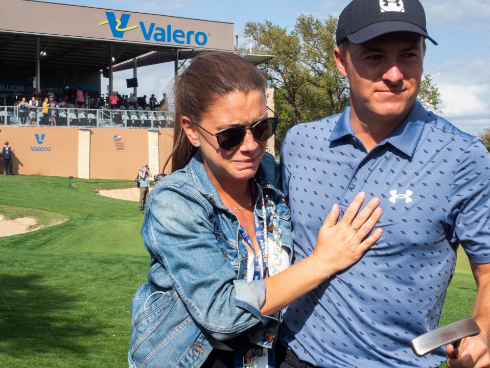 Spieth's wife, Annie, is overwhelmed as her husband wins in Texas