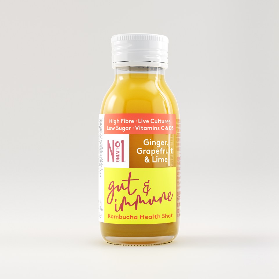 Kombucha health shots are great for the gut with active live cultures and prebiotic fibre