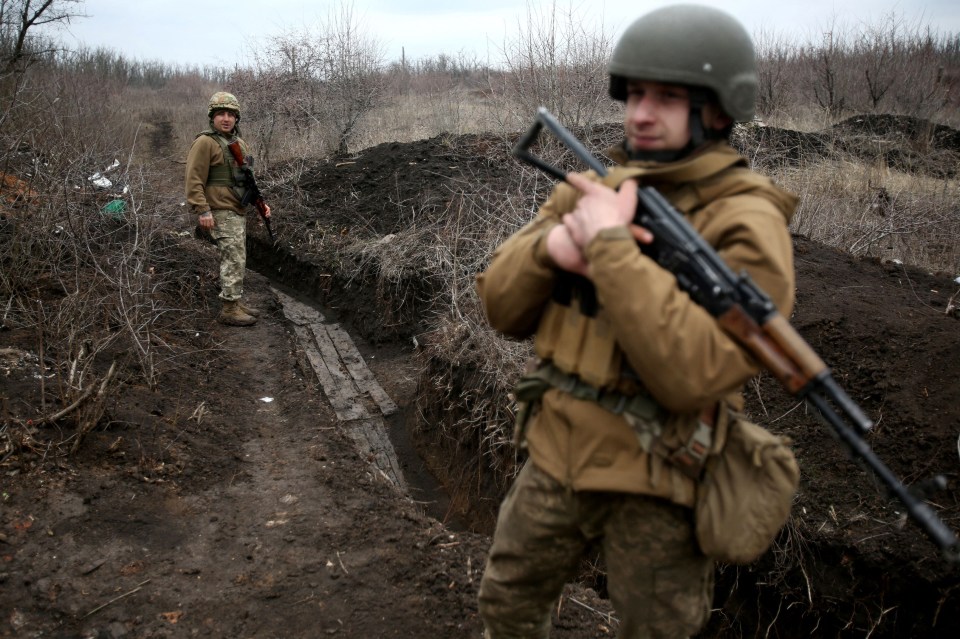 Ukrainian forces seen on the front line this week