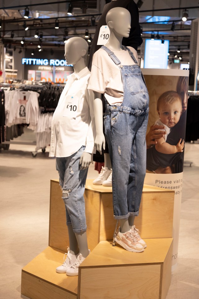 The maternity range include denim dungarees, £17, and t-shirt £10