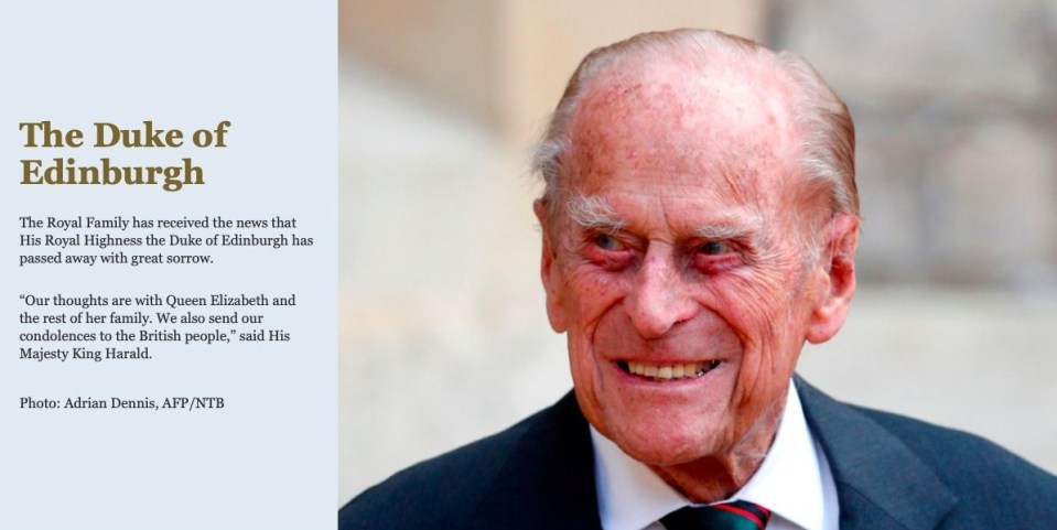 King Harald V of Norway sent his condolences to the British people