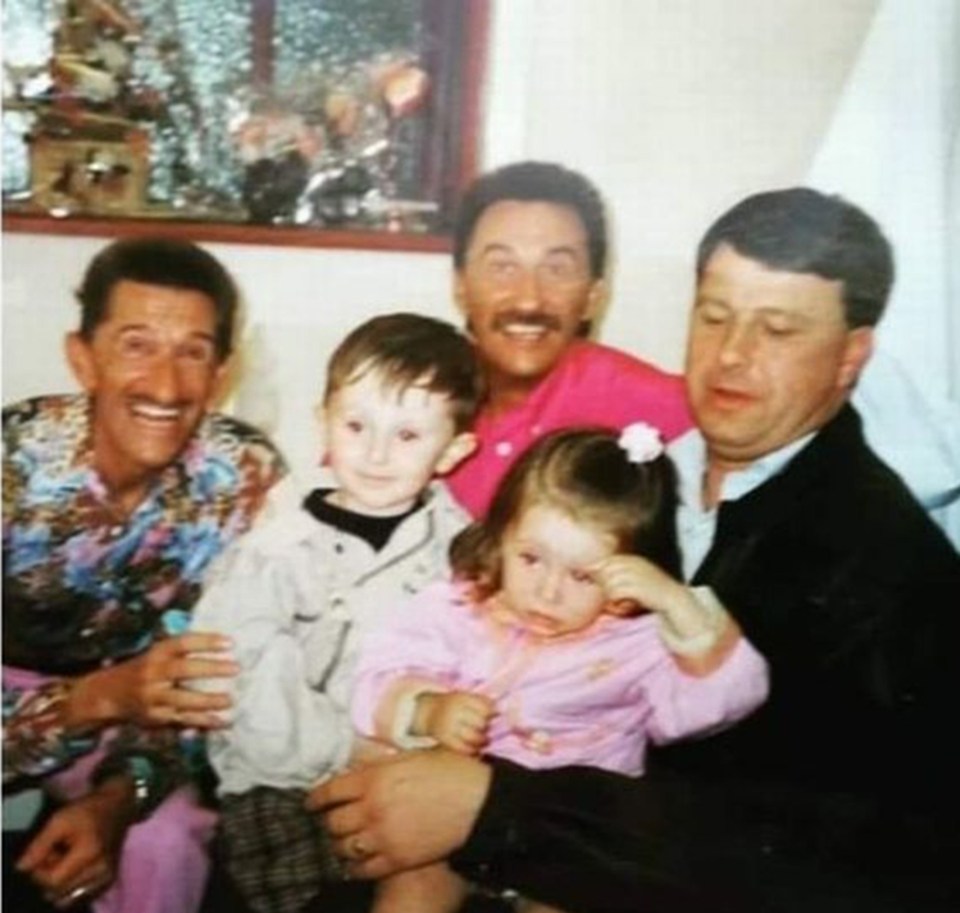 Pete and Sophie with their great-uncles, The Chuckle Brothers