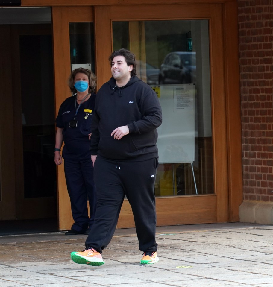 Her ex Arg recently underwent gastric band surgery. Pictured leaving the hospital after his procedure