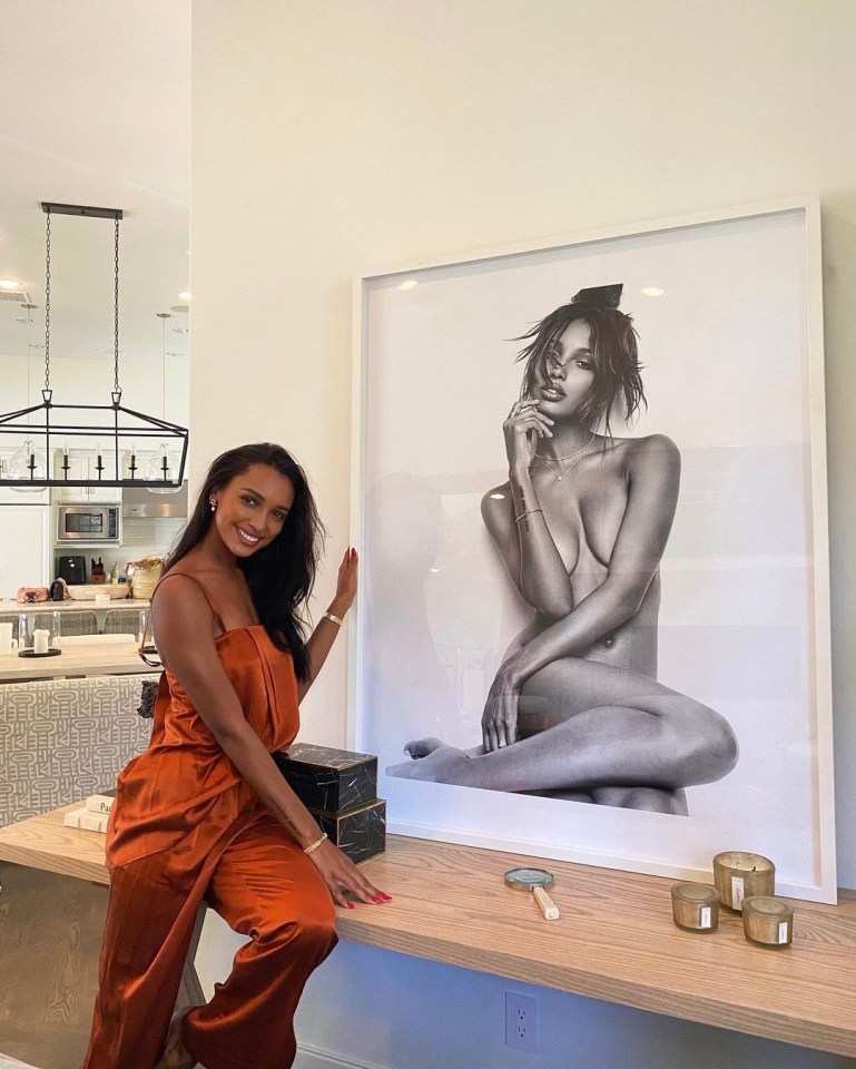 The Victoria's Secret model, 30, was given a giant print of herself naked