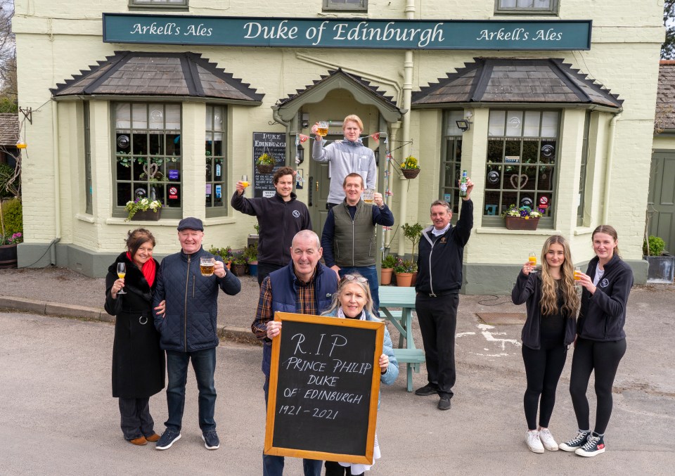 Nick Tilt and Annie Andrews gathered with staff and locals at their boozer, which is just a few miles from Windsor Castle