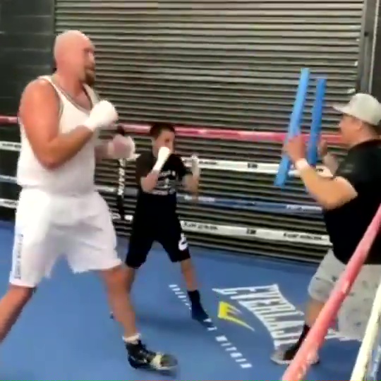 Tyson Fury was made to work up a sweat inside the gym