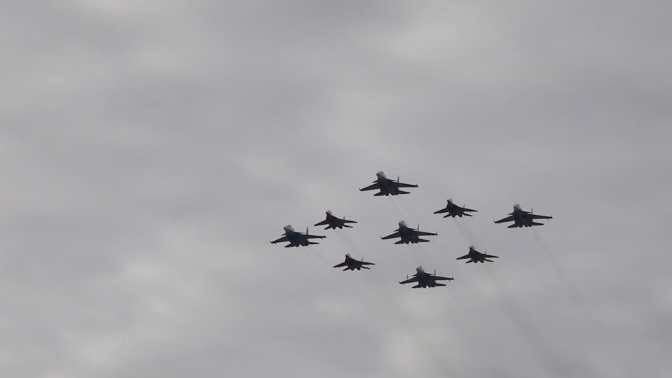 Fighter jets took part in aerial acrobatic displays