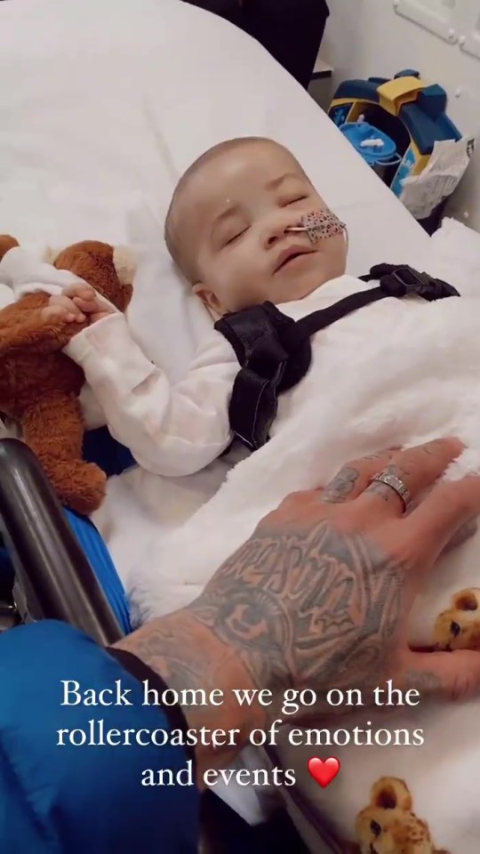 Ashley Cain brought his little daughter home again to Nuneaton after a tense hospital dash