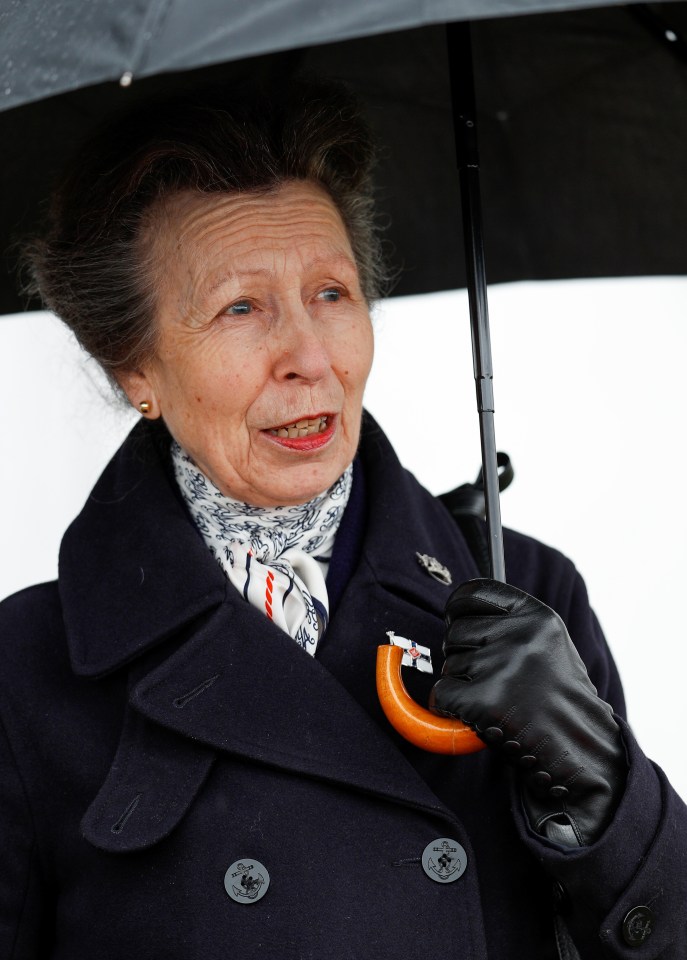 Princess Anne sat behind Andrew alongside her husband