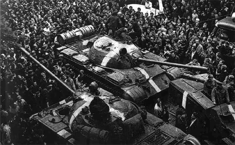 Soviet tanks invading Czechoslovakia in 1968 were painted with white stripes