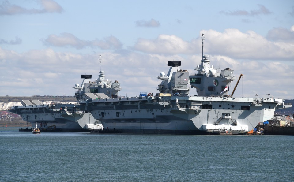 HMS Queen Elizabeth and HMS Prince of Wales are in dock at Portsmouth Naval Base