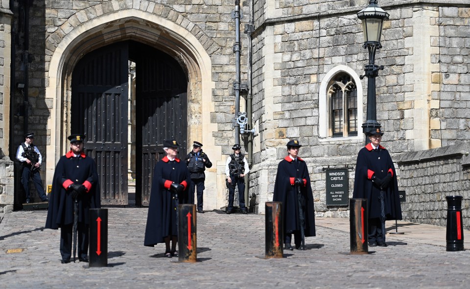 Preparations take place ahead of Prince Philip's funeral outside Windsor Castle in Windsor, Britain