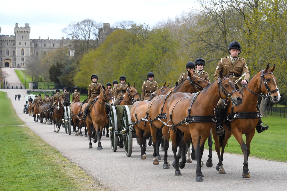 The rehearsal for The King's Troop Royal Horse Artillery for the funeral