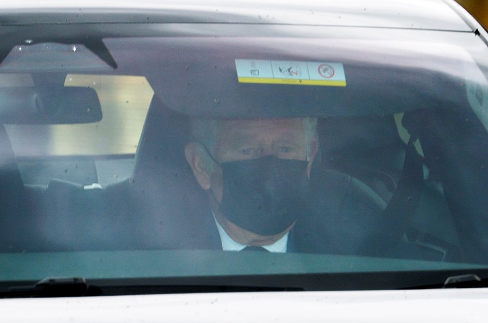 Prince Charles leaving Windsor Castle today ahead of the funeral on Saturday