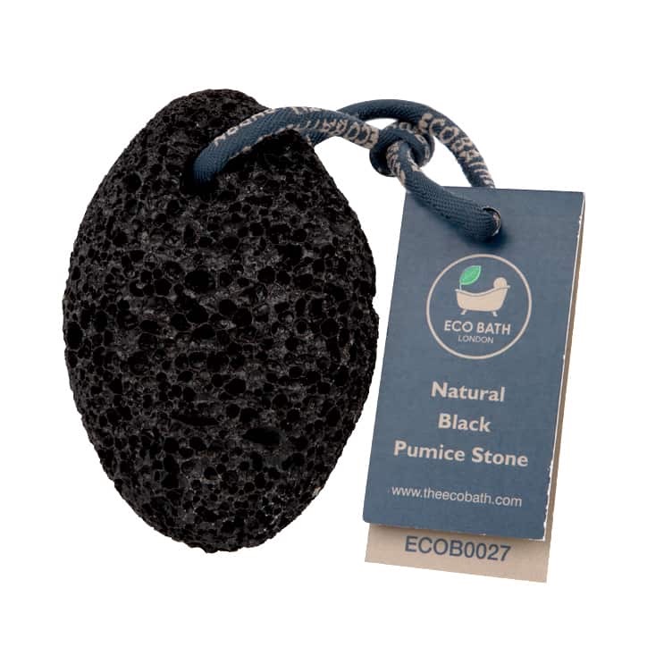 The Eco Bath natural black pumice Stone is a must for your bathroom