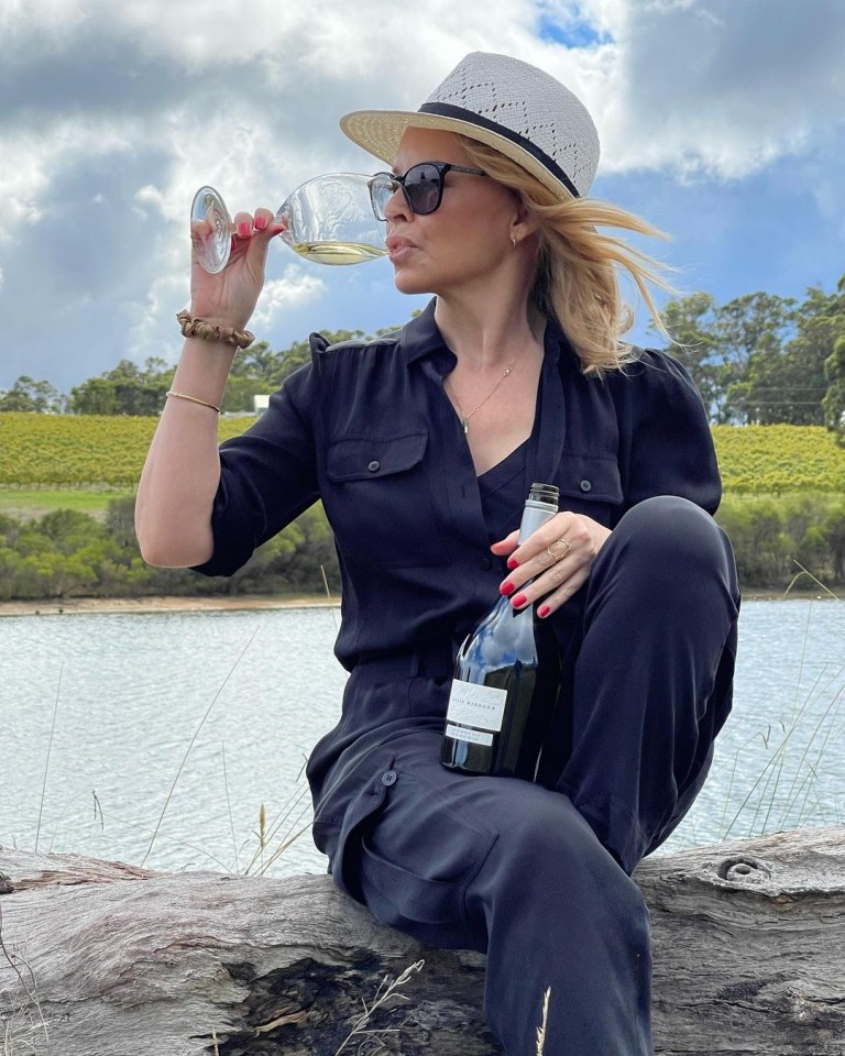 Kylie Minogue sips her own brand of Chardonnay