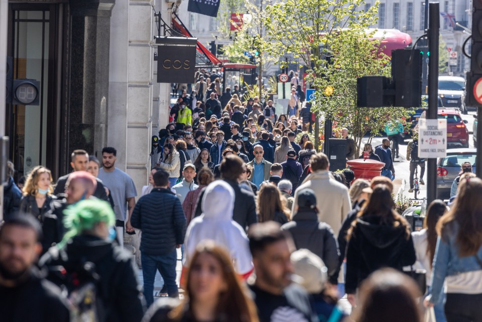 London's Regent Street was packed as shoppers returned to the high street