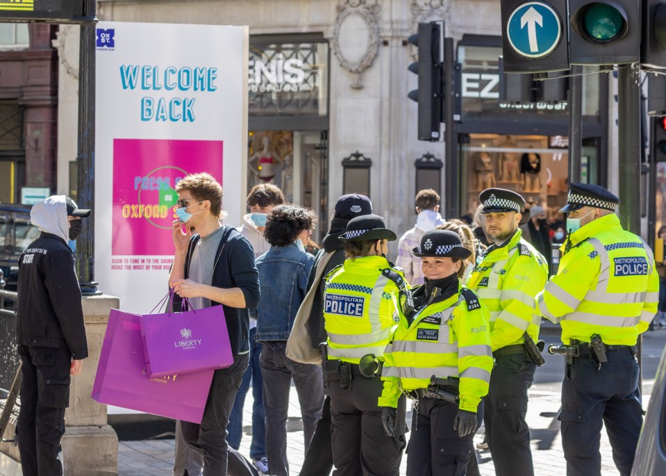 Police were patrolling parts of London to ensure social distancing remained in place