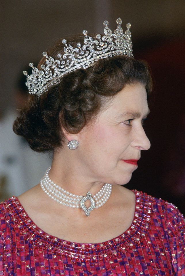 The four-strand diamond and pearl choker belongs to The Queen