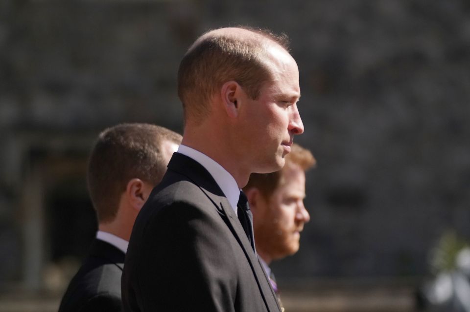 The brothers walked in line behind Prince Philip's coffin