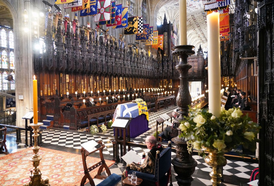 Prince Philip's coffin was placed in the adorned chapel