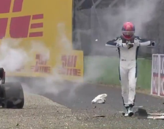 Williams driver Russell was fuming at a huge smash on Sunday