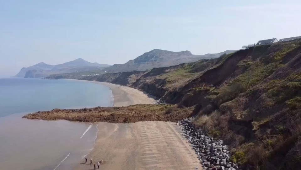 A massive landslide has crumbled onto a Welsh beach