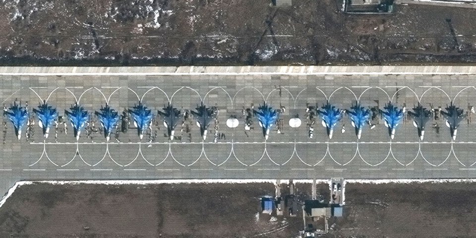 Satellite image show Russia’s expanding Ukraine build-up, including Su-30 fighters lined up on a runway which were not there last month