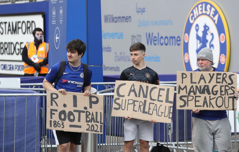 Chelsea fans protested outside Stamford Bridge