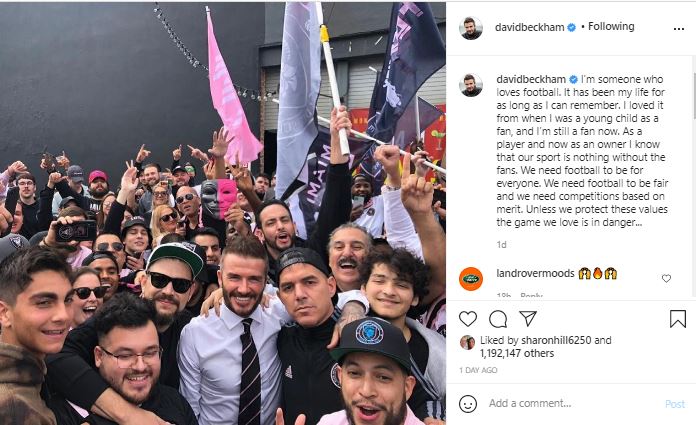 A post by David Beckham has been 'liked' by a number of Real Madrid stars