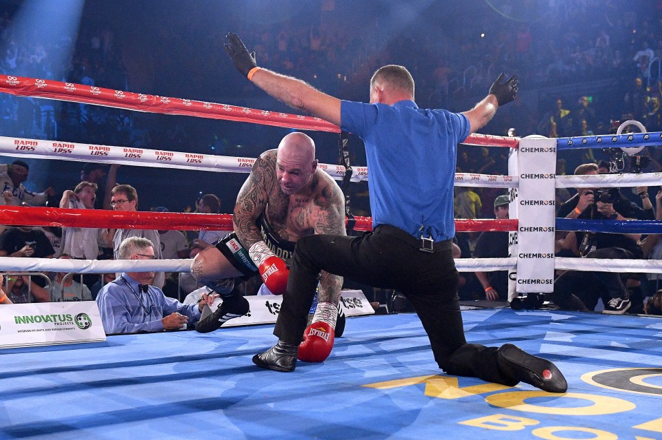 Lucas Browne was counted out in the corner following a barrage of shots