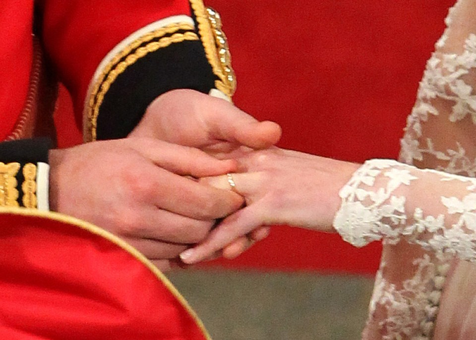 With this ring . . .William adorns wife Kate’s finger