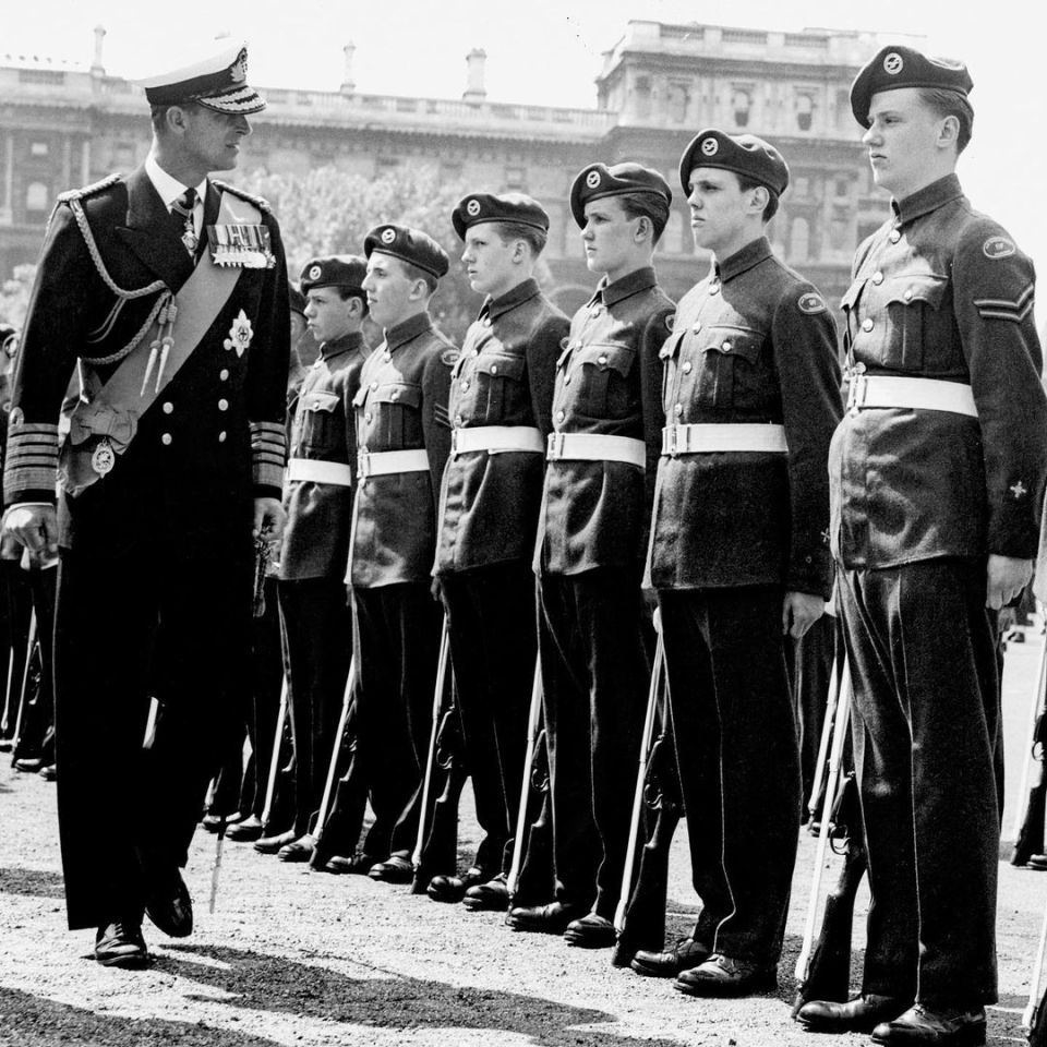 Pictured inspecting cadets, the Duke was patron of the Air Cadets for 63 years