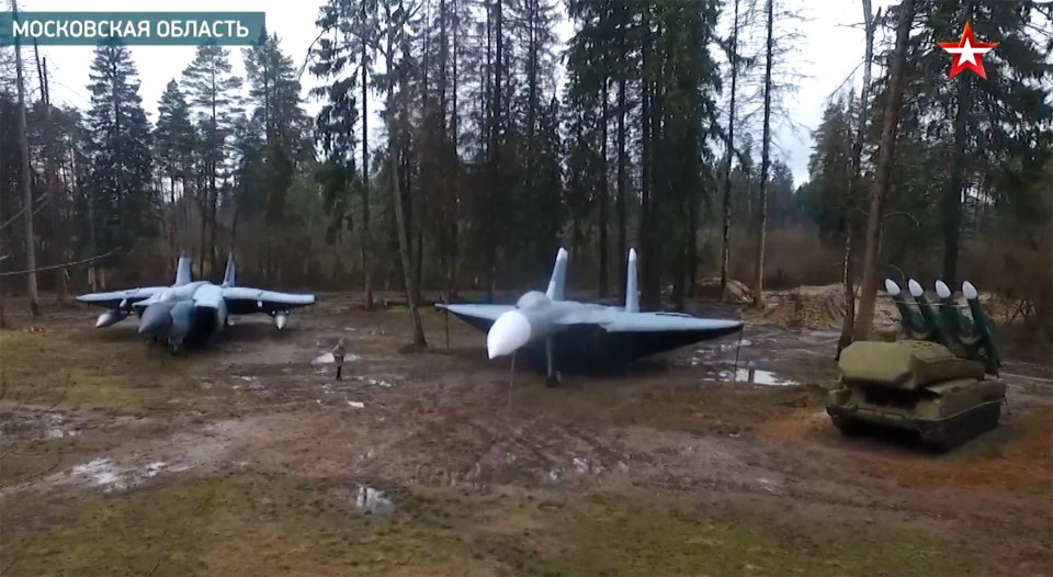 Russia has previously admitted to using fake tanks and fighter jets, as pictured here