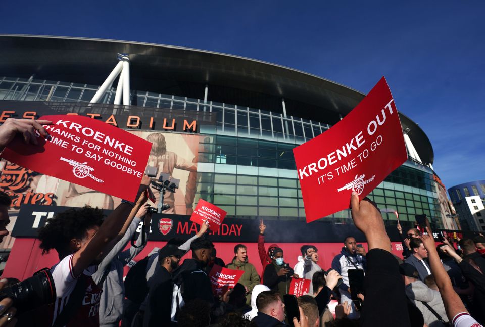 Thousands of Gunners fans protested against Kroenke after the club signed up for the money-grabbing Super League