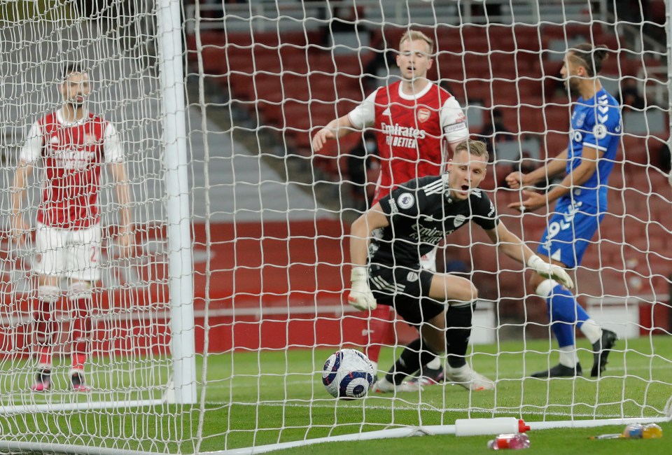 Arsenal goalkeeper Bernd Leno would later score an own goal to gift Everton the points