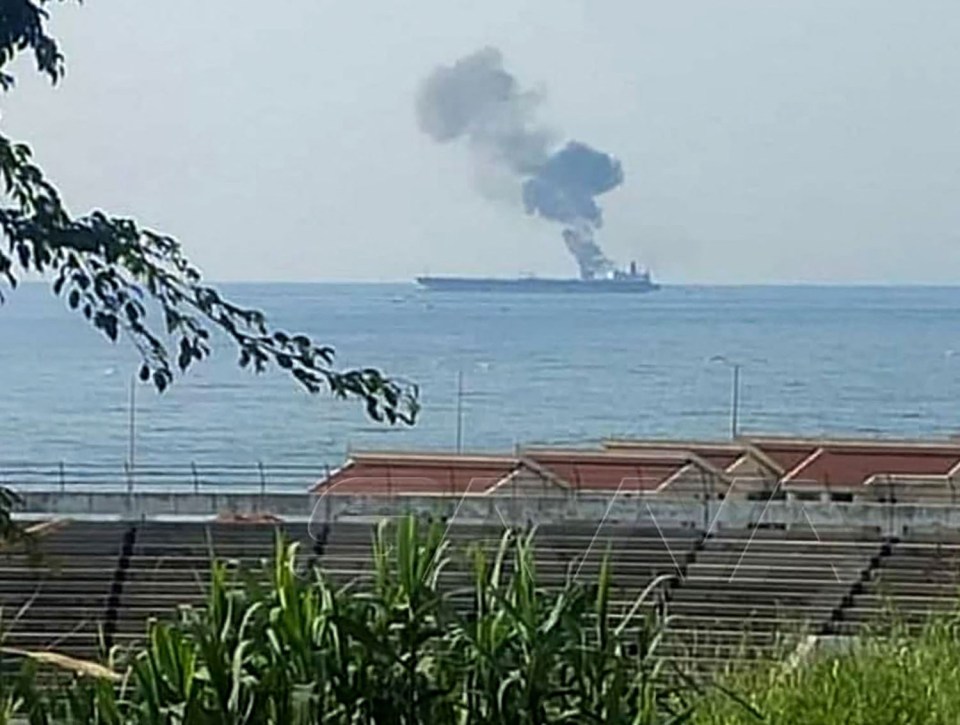 A fire has erupted on an Iranian oil tanker off the coast of Syria following a suspected drone strike