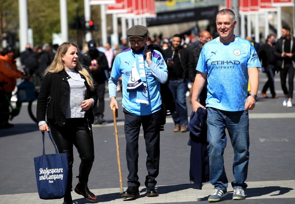 Man City fans made their way to the ground ahead of the 4.30pm final