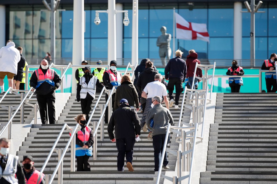 Fans were steadily admitted to the stands to avoid overcrowding ahead of kick-off