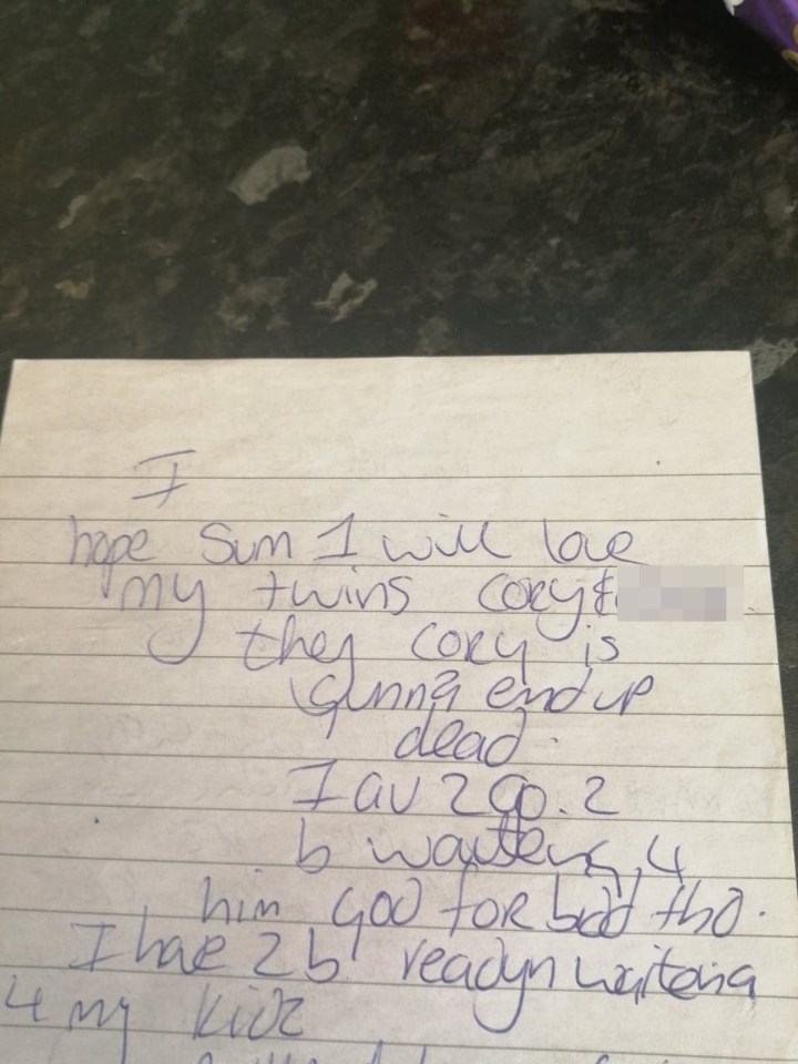 The tragic note left by Jodey before her death in 2017 reads 'Cory is going to end up dead'