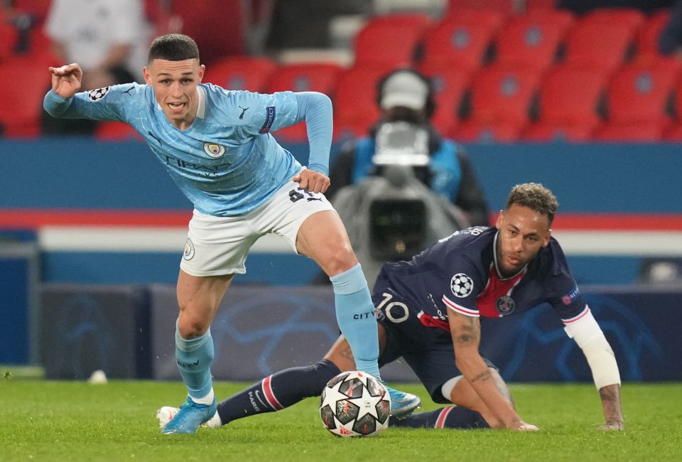 Foden picked the ball up when Ruben Dias tackled Neymar