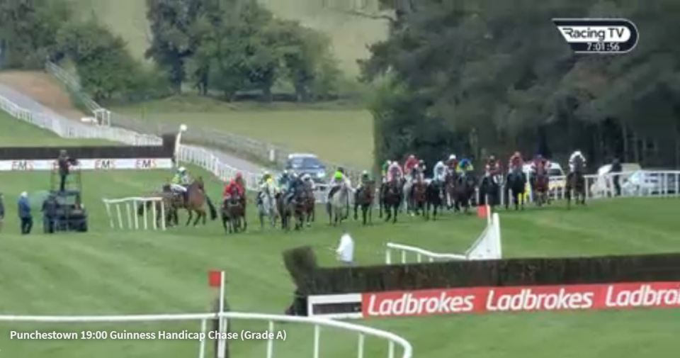 The runners were lined up across the track at Punchestown