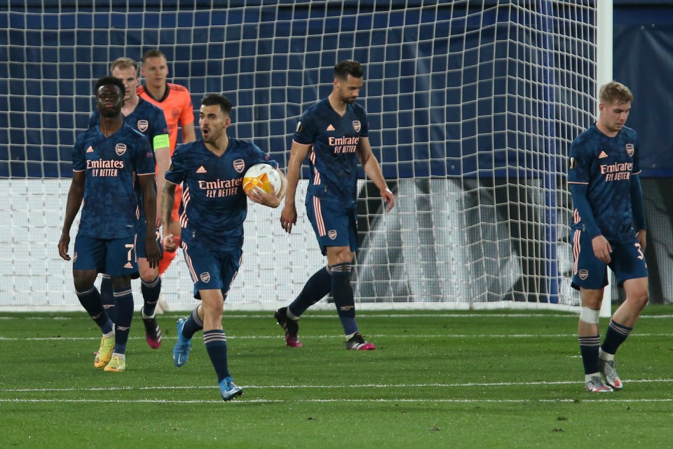 Arsenal players look deflated as they trailed 2-0 at the break