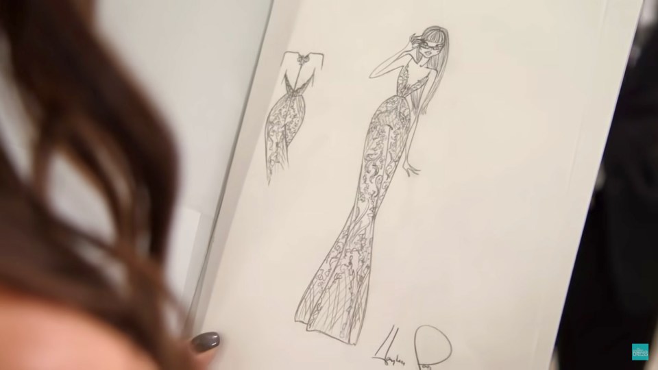 The experts then sketched a lacy jumpsuit they thought would suit Randell - and she loved it