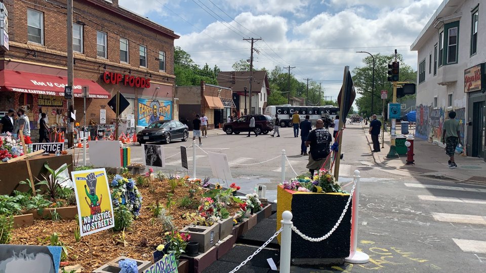 People appeared to disperse from the square after shots were allegedly fired at 10:09am local time