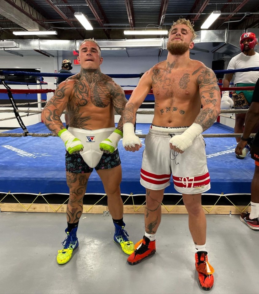 Jake Paul pictured with sparring partner Jake Bostwick