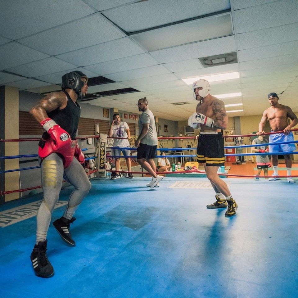 Jake Paul pictured with his sparring in Puerto Rico